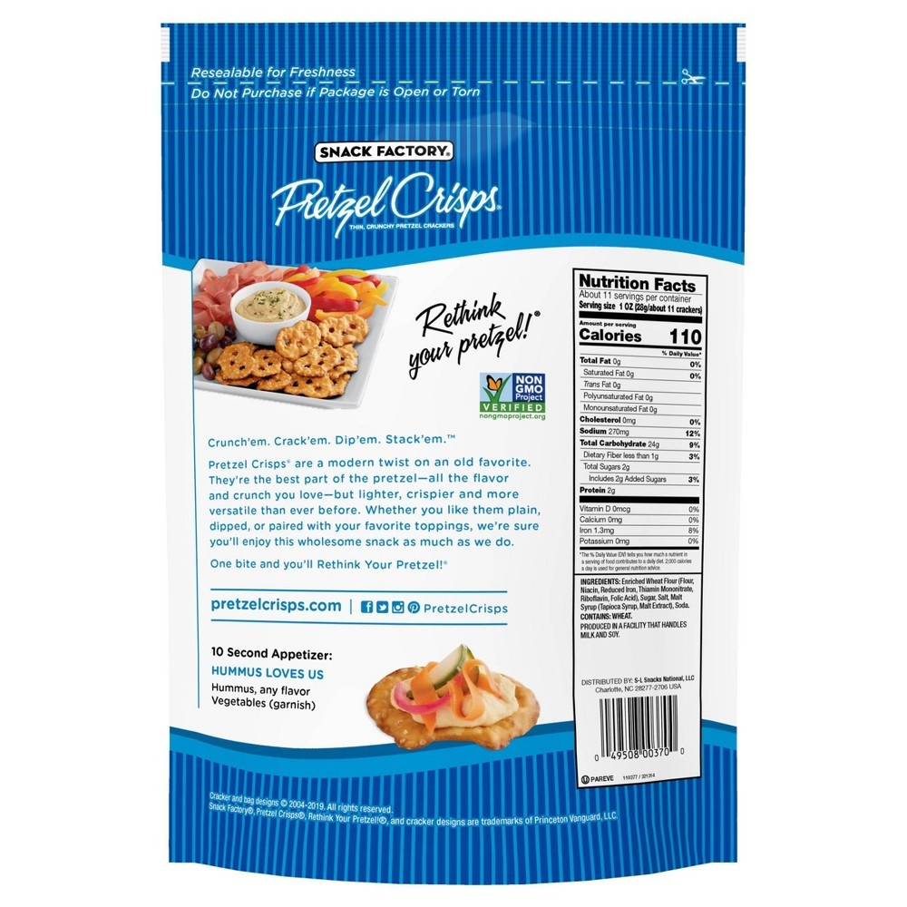 slide 2 of 7, Pretzel Crisps Original Pretzel Crackers, 11.25 oz