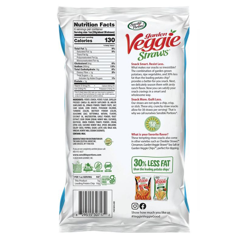 slide 2 of 4, Sensible Portions Zesty Ranch Garden Veggie Straws - 6oz, 6 oz