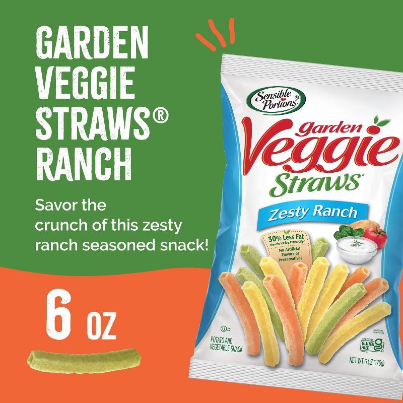 slide 2 of 7, Sensible Portions Zesty Ranch Garden Veggie Straws - 6oz, 6 oz