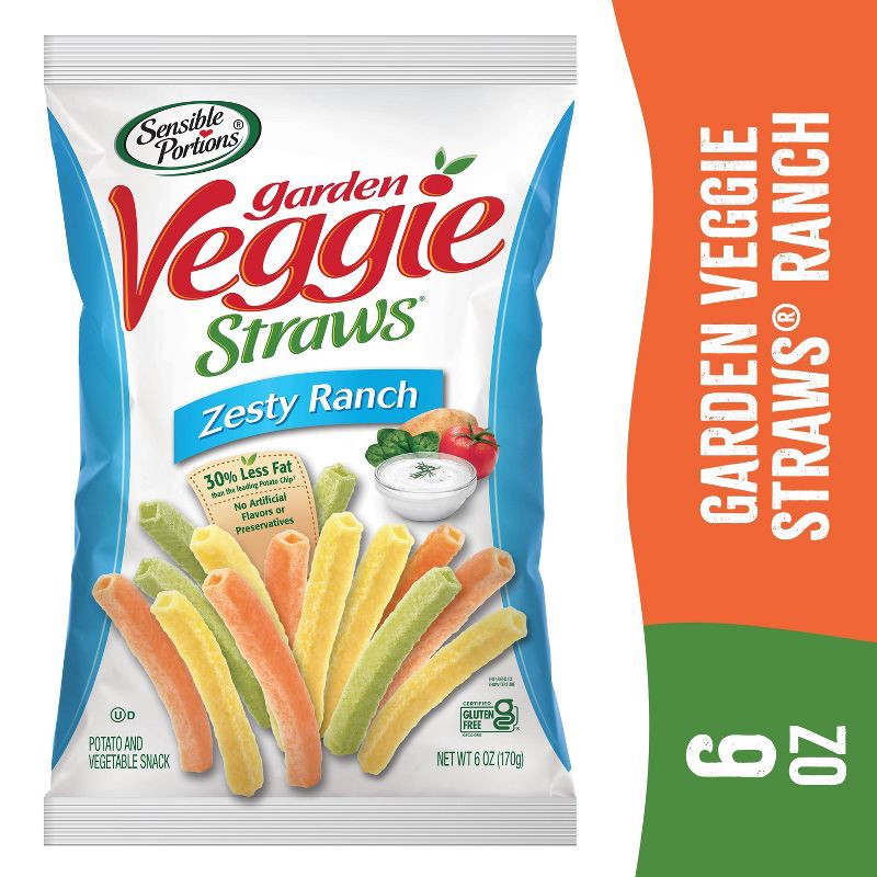 slide 7 of 7, Sensible Portions Zesty Ranch Garden Veggie Straws - 6oz, 6 oz