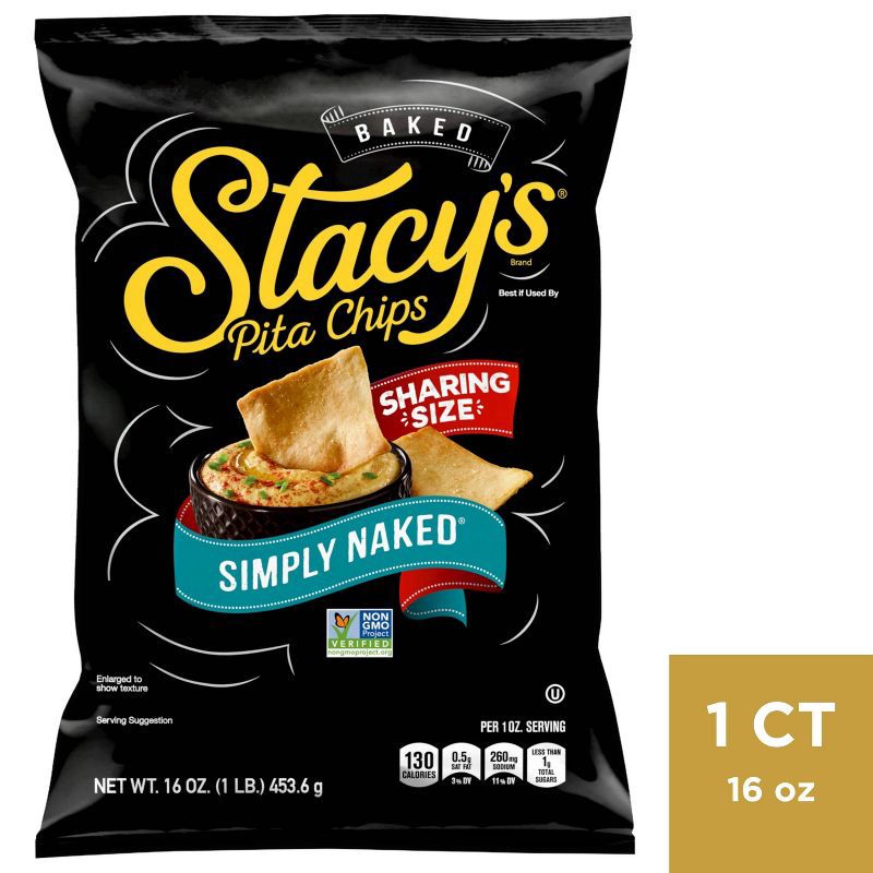 slide 1 of 4, Stacys Stacy's Simply Naked Pita Chips Sharing Size - 16oz, 16 oz