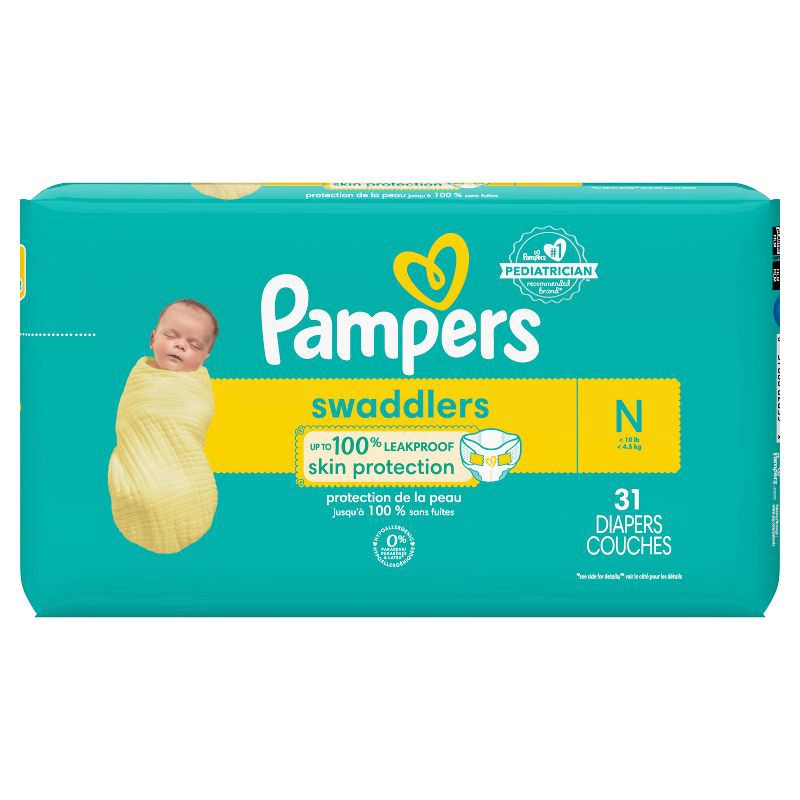 slide 12 of 15, Pampers Swaddlers Active Baby Newborn Diapers Size 0 - 31ct, 31 ct