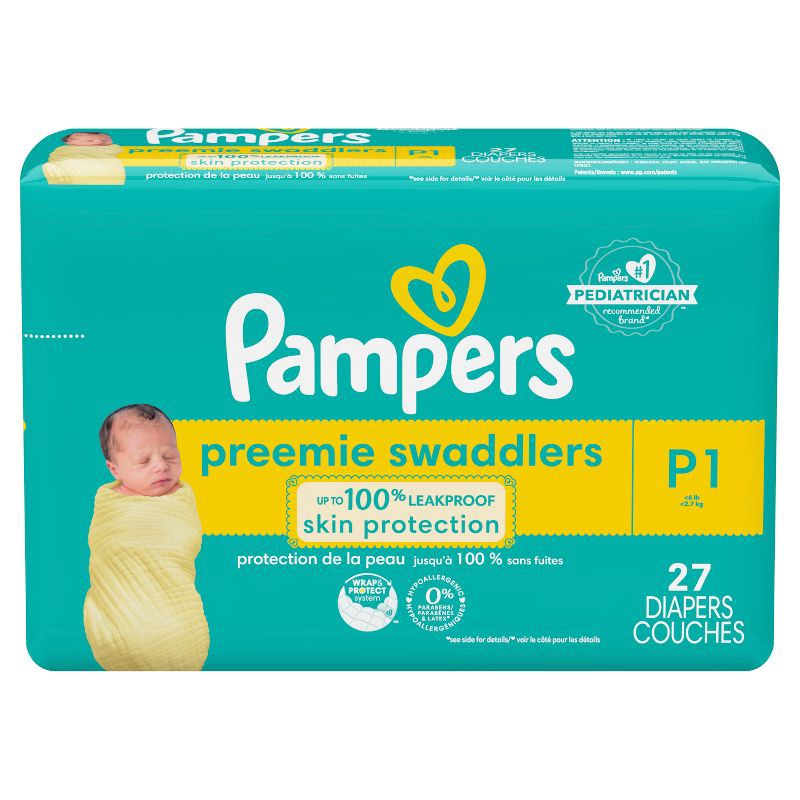 slide 8 of 12, Pampers Swaddlers Active Baby Diapers Jumbo Pack - Size Preemie - 27ct, 27 ct