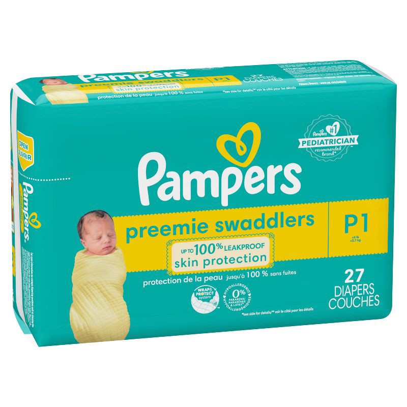 slide 9 of 12, Pampers Swaddlers Active Baby Diapers Jumbo Pack - Size Preemie - 27ct, 27 ct