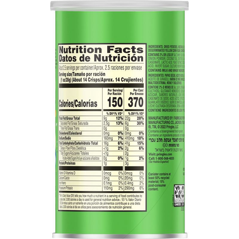 slide 2 of 6, Pringles Grab & Go Large Sour Cream & Onion Potato Crisps Chips - 2.5oz, 2.5 oz