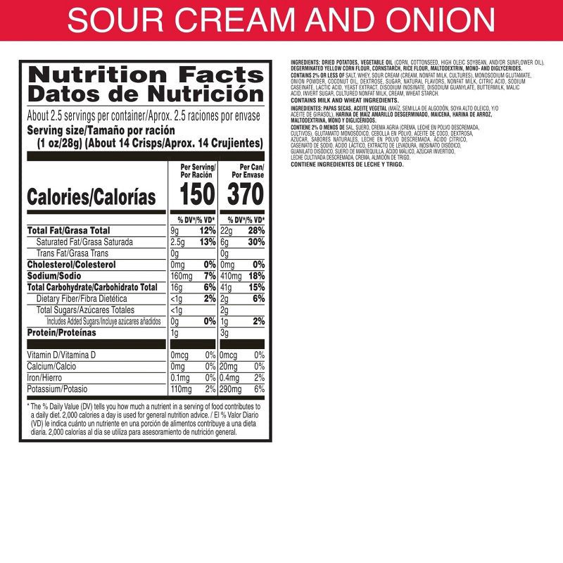 slide 4 of 6, Pringles Grab & Go Large Sour Cream & Onion Potato Crisps Chips - 2.5oz, 2.5 oz