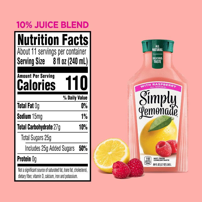 slide 4 of 7, Simply Beverages Simply Lemonade with Raspberry Juice - 89 fl oz, 89 fl oz