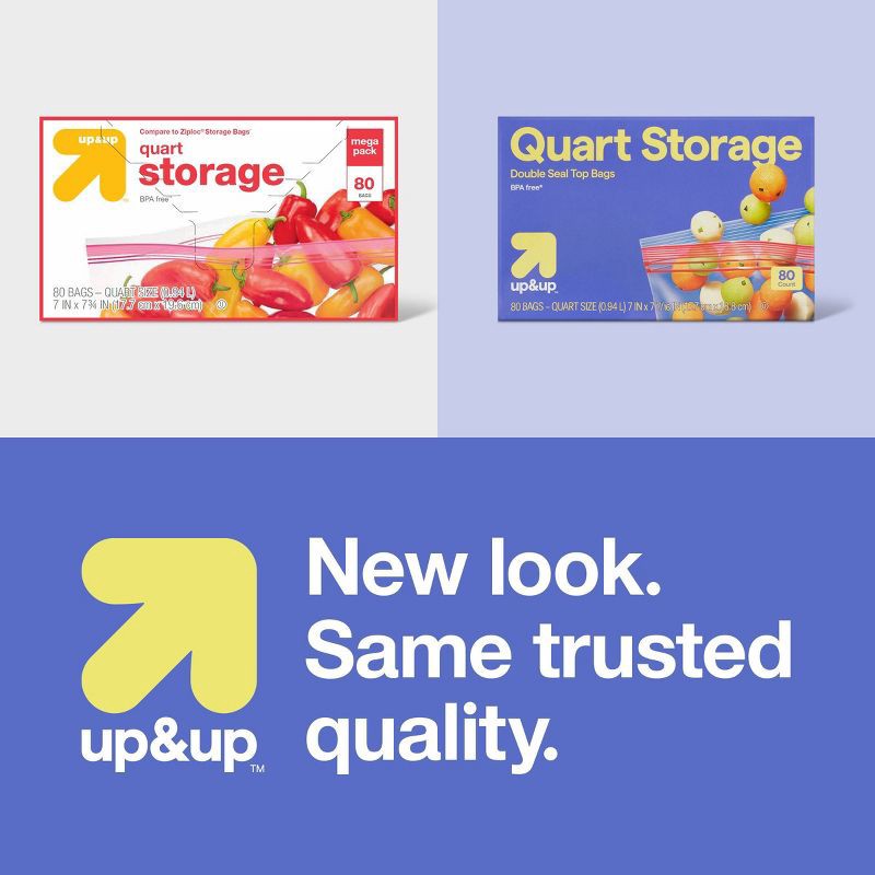 slide 4 of 4, Quart Storage Bags - 80ct - up&up™, 80 ct