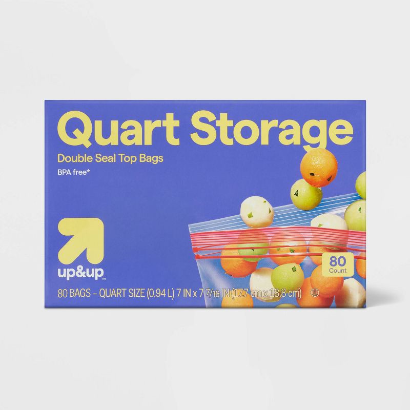 slide 1 of 4, Quart Storage Bags - 80ct - up&up™, 80 ct