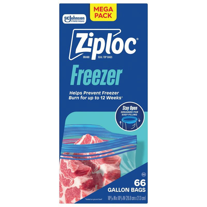 slide 3 of 12, Ziploc Gallon Freezer Bags with Grip 'n Seal Technology - 66ct, 66 ct