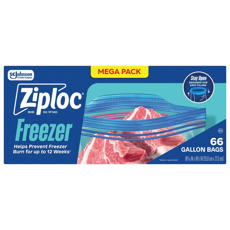 slide 1 of 12, Ziploc Gallon Freezer Bags with Grip 'n Seal Technology - 66ct, 66 ct