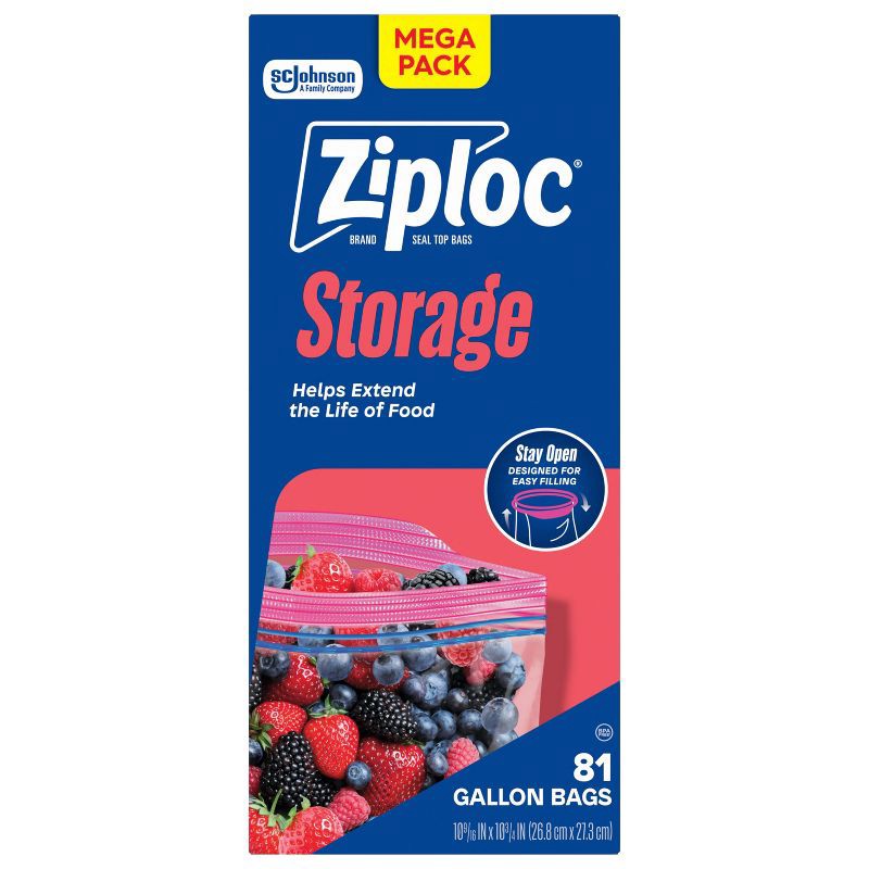slide 3 of 14, Ziploc Gallon Storage Bags with Grip 'n Seal Technology - 81ct, 81 ct