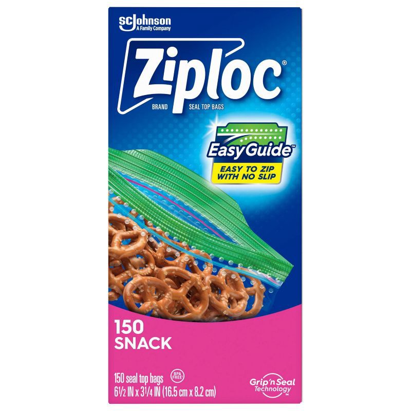 slide 3 of 12, Ziploc Snack Bags with Grip 'n Seal Technology - 150ct, 150 ct