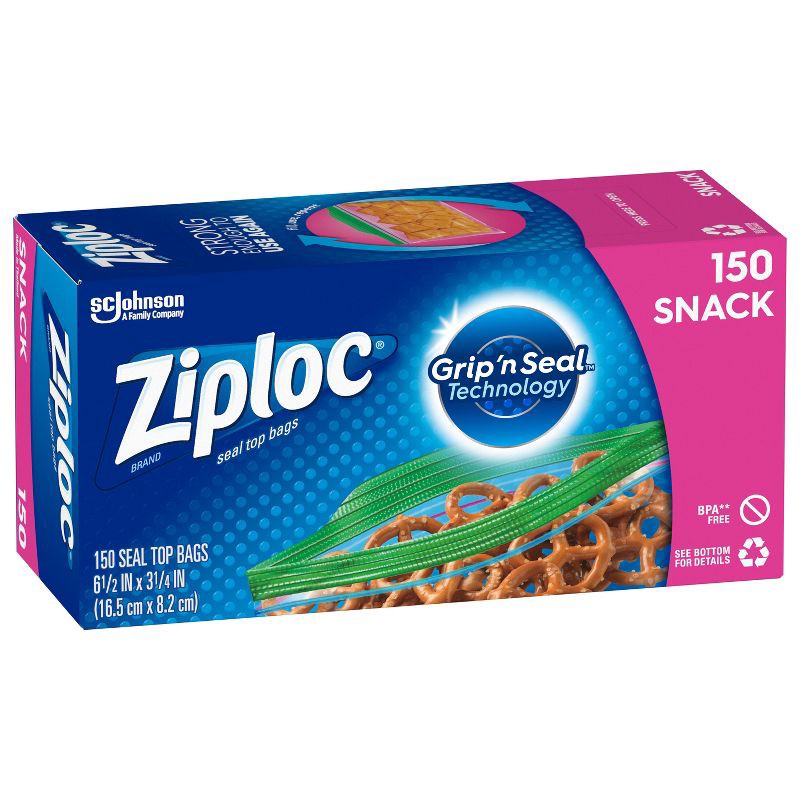 slide 13 of 13, Ziploc Snack Bags with Grip 'n Seal Technology - 150ct, 150 ct