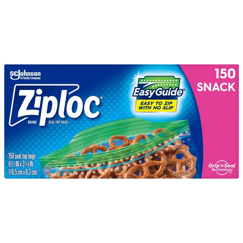 slide 4 of 12, Ziploc Snack Bags with Grip 'n Seal Technology - 150ct, 150 ct