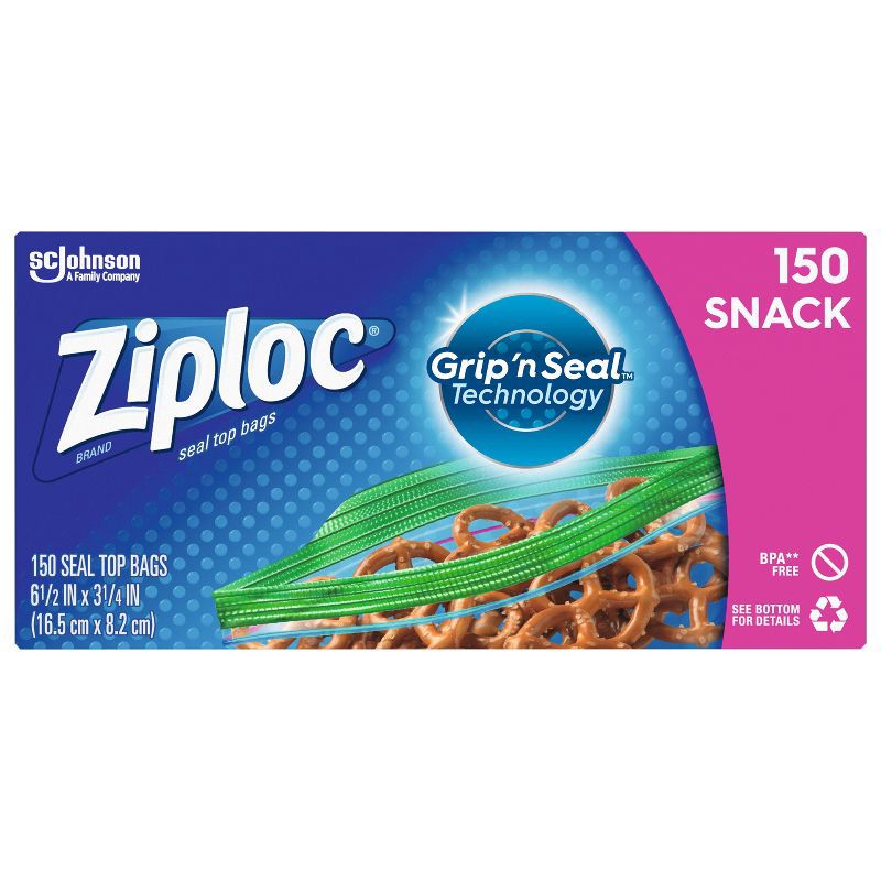 slide 4 of 13, Ziploc Snack Bags with Grip 'n Seal Technology - 150ct, 150 ct