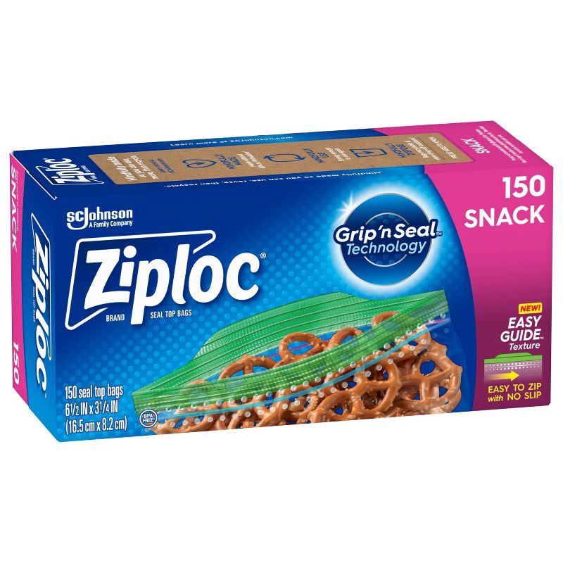 slide 1 of 12, Ziploc Snack Bags with Grip 'n Seal Technology - 150ct, 150 ct