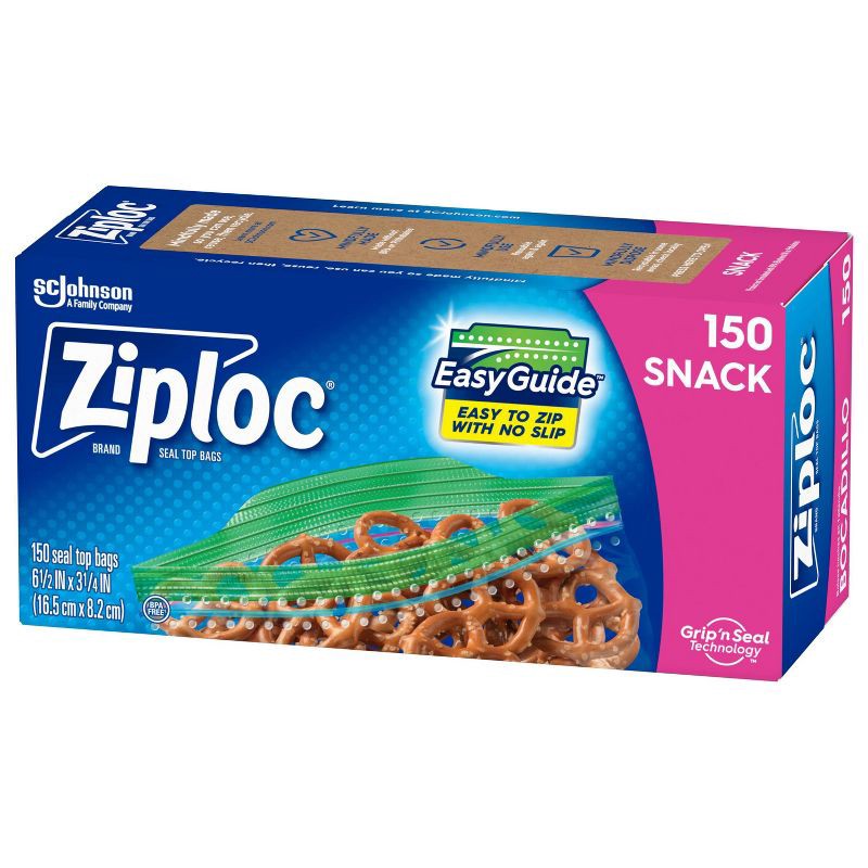 slide 10 of 12, Ziploc Snack Bags with Grip 'n Seal Technology - 150ct, 150 ct