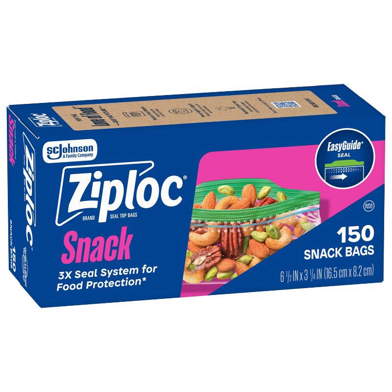 slide 11 of 13, Ziploc Snack Bags with Grip 'n Seal Technology - 150ct, 150 ct