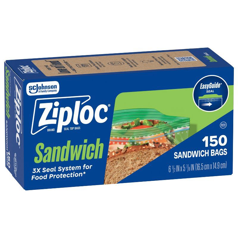 slide 11 of 13, Ziploc Sandwich Bags for Food Storage and Meal Prep - 150ct, 150 ct