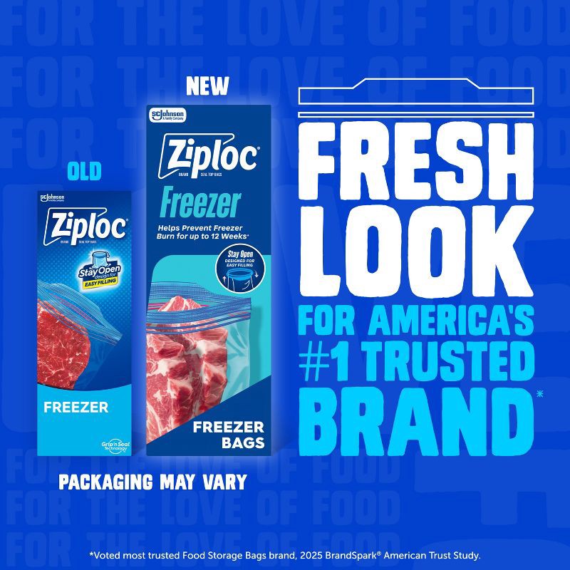 slide 4 of 12, Ziploc Quart Freezer Bags with Grip 'n Seal Technology - 60ct, 60 ct
