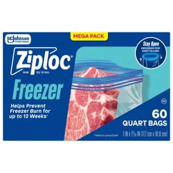 Ziploc Quart Freezer Bags with Grip 'n Seal Technology - 60ct