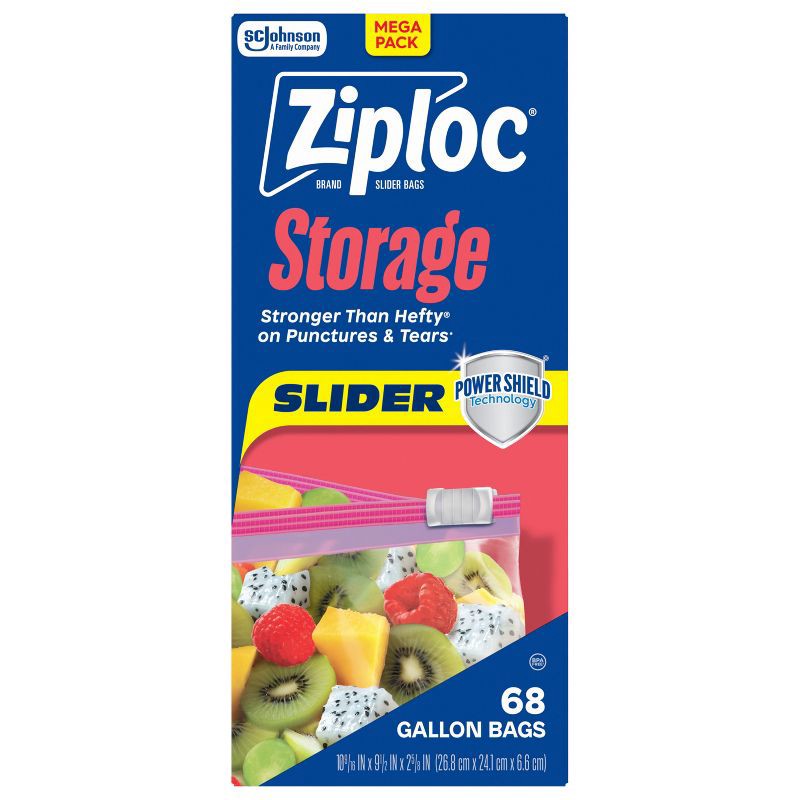 slide 3 of 13, Ziploc Slider Gallon Storage Bags with Power Shield Technology - 68ct, 68 ct
