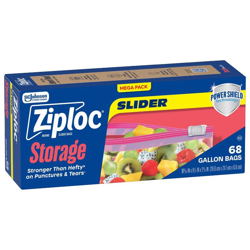 slide 11 of 13, Ziploc Slider Gallon Storage Bags with Power Shield Technology - 68ct, 68 ct