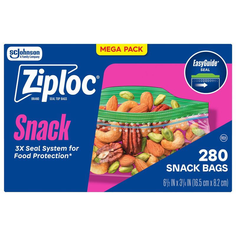 slide 1 of 13, Ziploc Snack Bags - 280ct, 280 ct