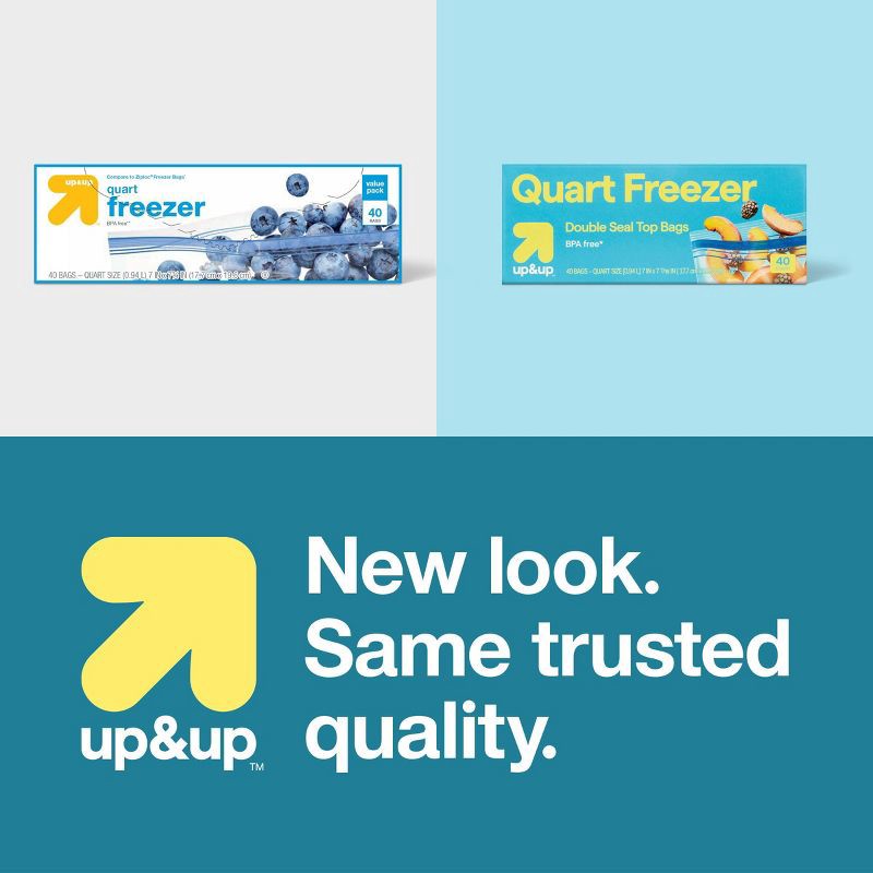 slide 4 of 4, Quart Freezer Storage Bags - 40ct - up&up™, 40 ct