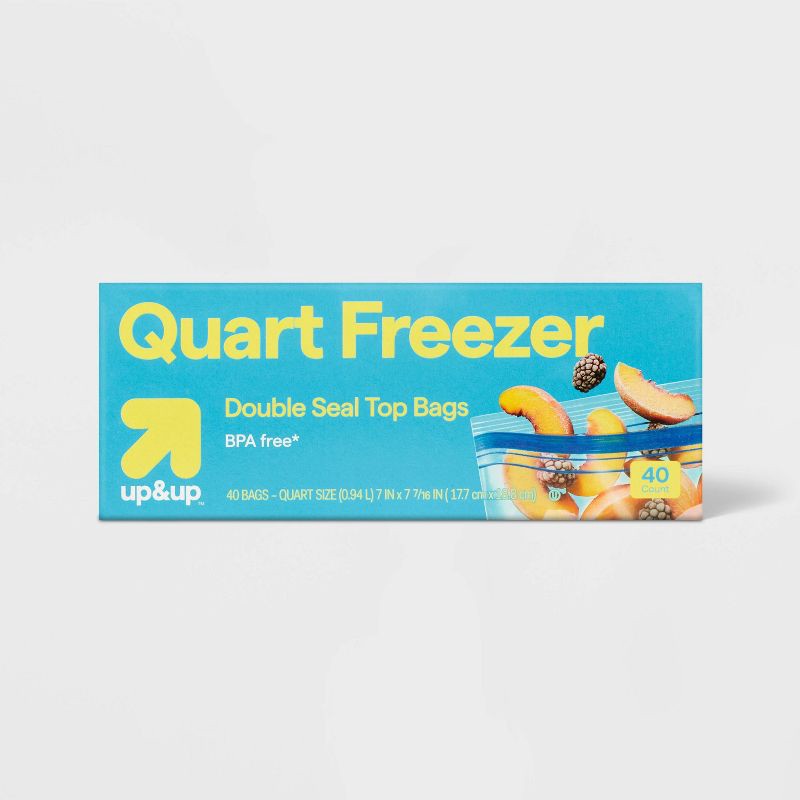slide 1 of 4, Quart Freezer Storage Bags - 40ct - up&up™, 40 ct