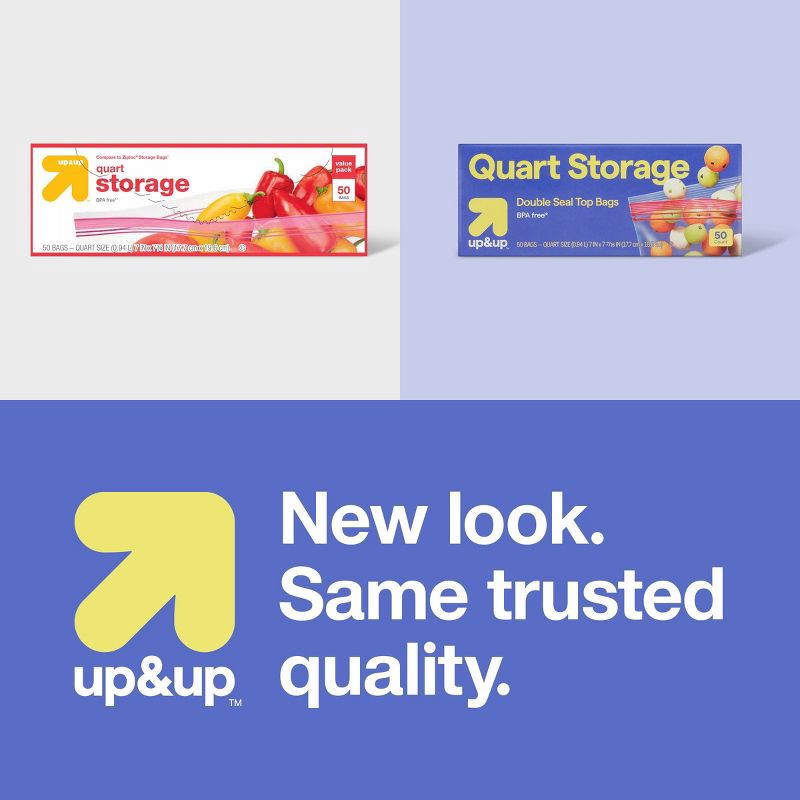 slide 4 of 4, Quart Storage Bags - 50ct - up&up™, 50 ct
