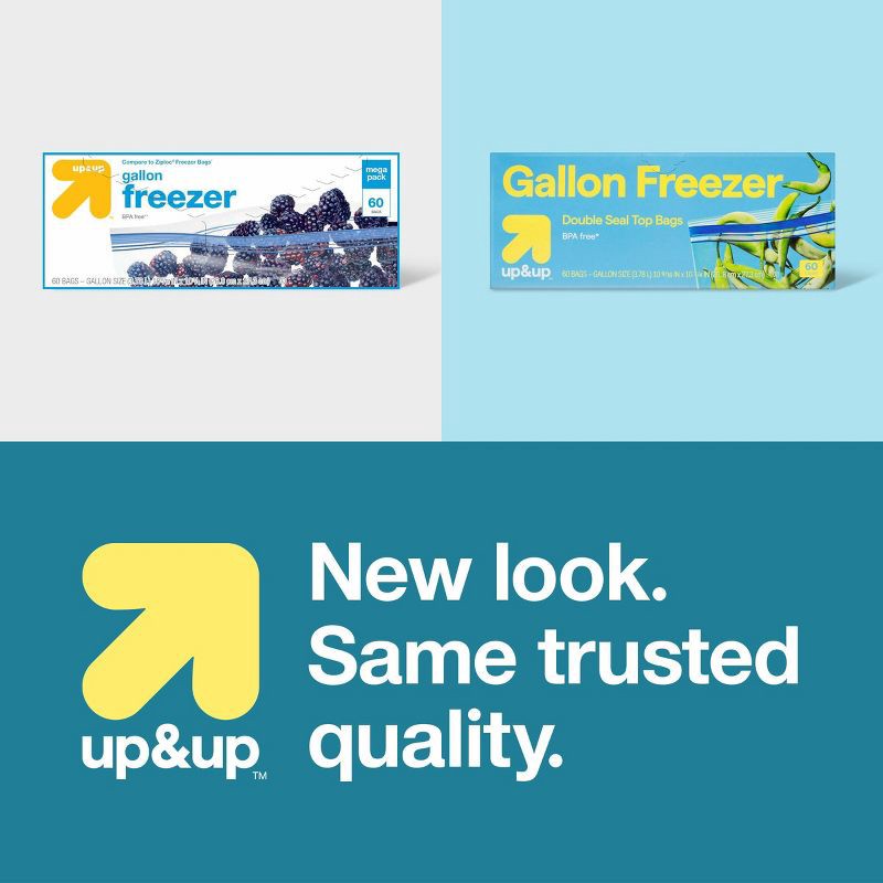 slide 4 of 4, Gallon Freezer Storage Bags - 60ct - up&up™, 60 ct