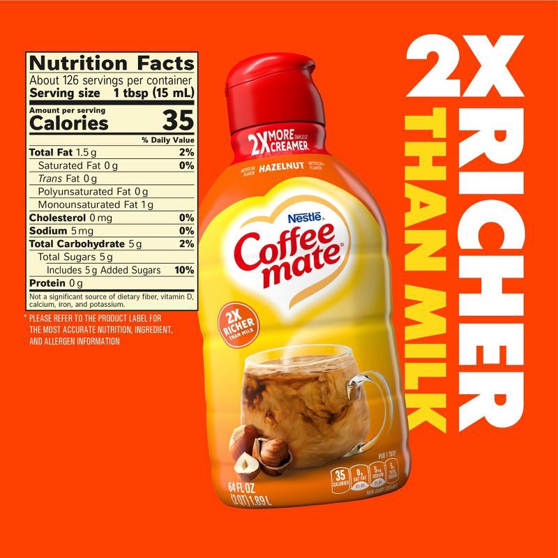 slide 8 of 12, Coffee mate Hazelnut Coffee Creamer - 0.5gal (64 fl oz), 0.5 gal, 64 fl oz