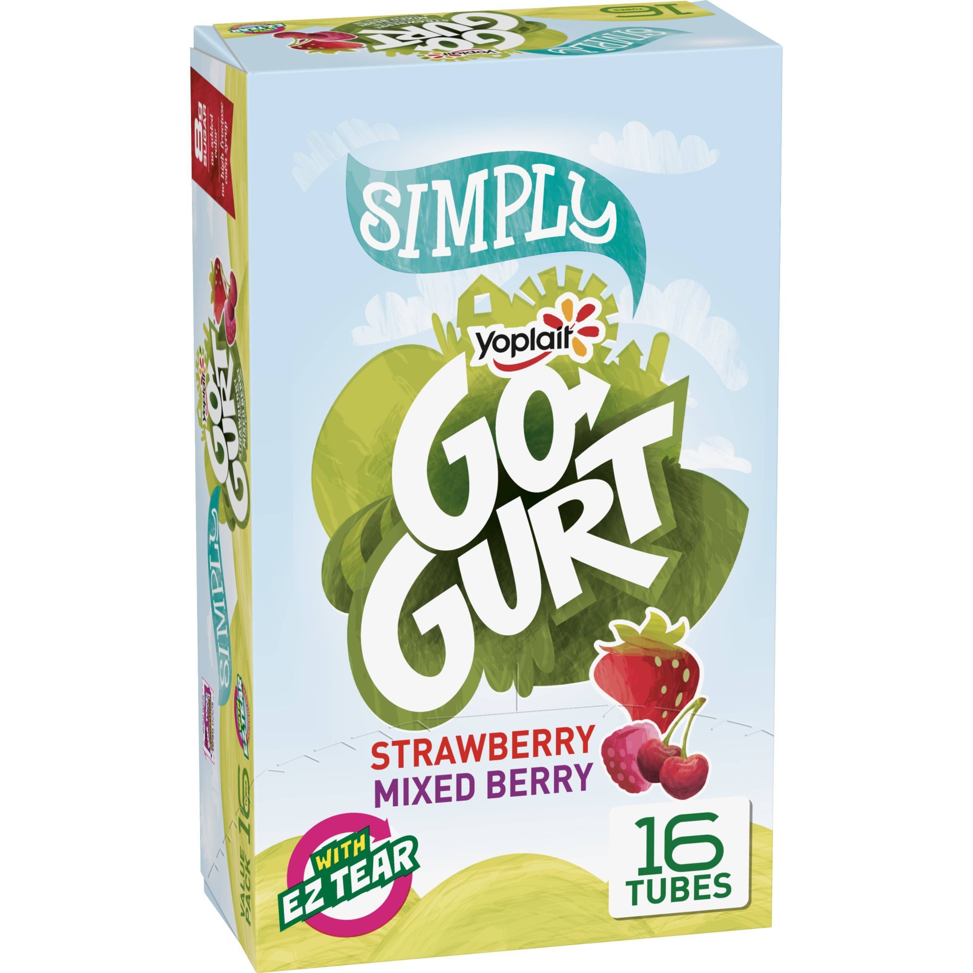slide 1 of 5, Yoplait Simply Go-GURT Strawberry and Mixed Berry Low Fat Kids' Yogurt Tubes - 16pk/2oz Tubes, 16 ct; 2 oz