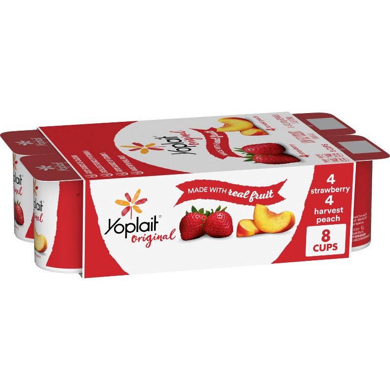 slide 1 of 11, Yoplait Original Strawberry and Harvest Peach Yogurt - 8pk/6oz Cups, 8 ct; 6 oz