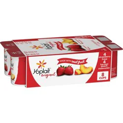 Yoplait Original Strawberry and Harvest Peach Yogurt - 8pk/6oz Cups: Gluten-Free, 1% Milk Fat