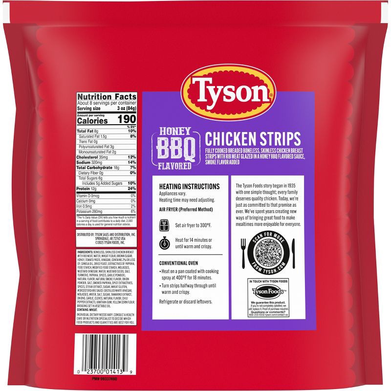 slide 9 of 12, Tyson Honey BBQ Chicken Strips - Frozen - 25oz, 25 oz