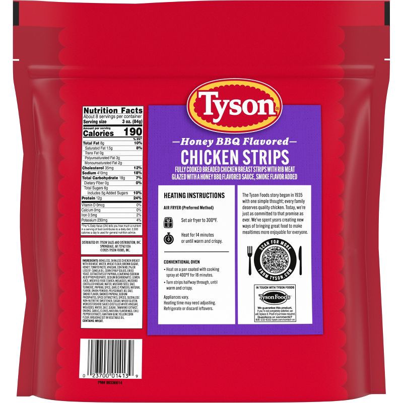 slide 9 of 12, Tyson Honey BBQ Chicken Strips - Frozen - 25oz, 25 oz