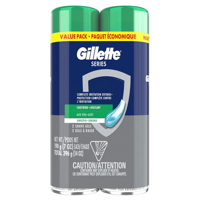 slide 2 of 10, Gillette Series Sensitive Soothing with Aloe Vera Men's Shave Gel - 7oz/2pk, 2 ct; 7 oz