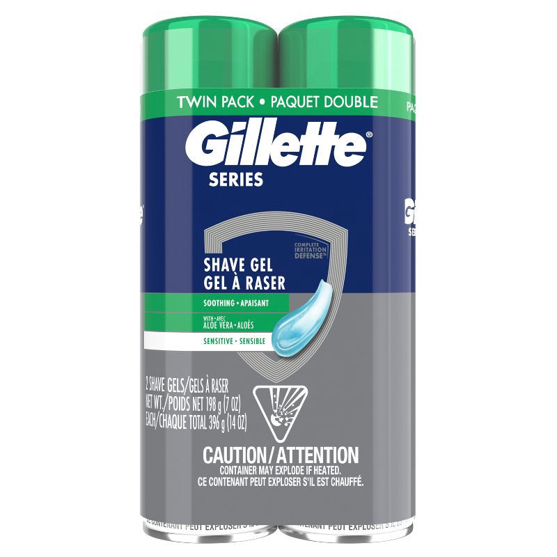 slide 2 of 10, Gillette Series Sensitive Soothing with Aloe Vera Men's Shave Gel - 7oz/2pk, 2 ct; 7 oz