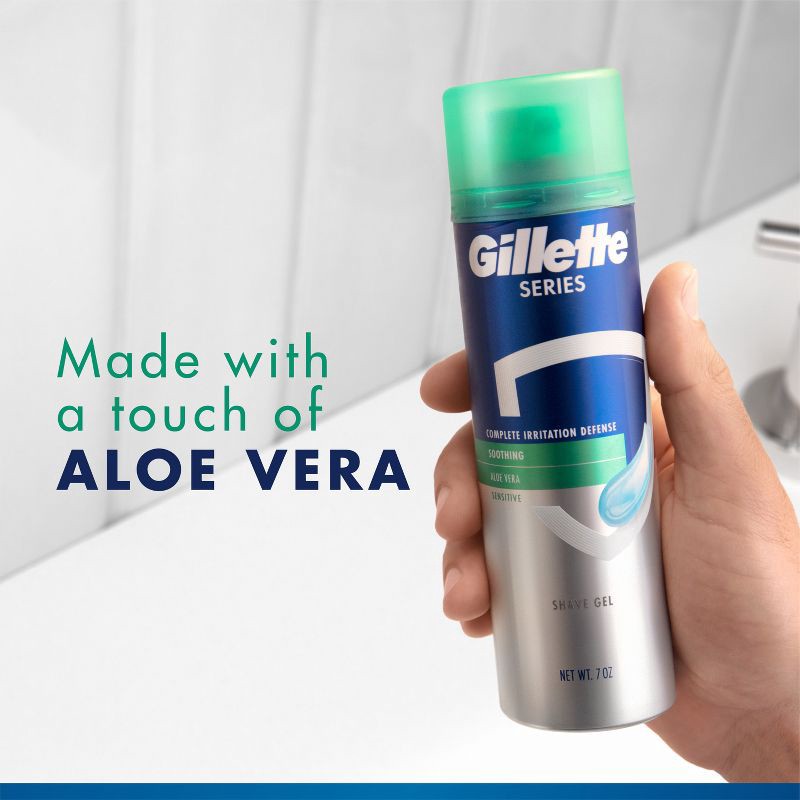 slide 4 of 10, Gillette Series Sensitive Soothing with Aloe Vera Men's Shave Gel - 7oz/2pk, 2 ct; 7 oz