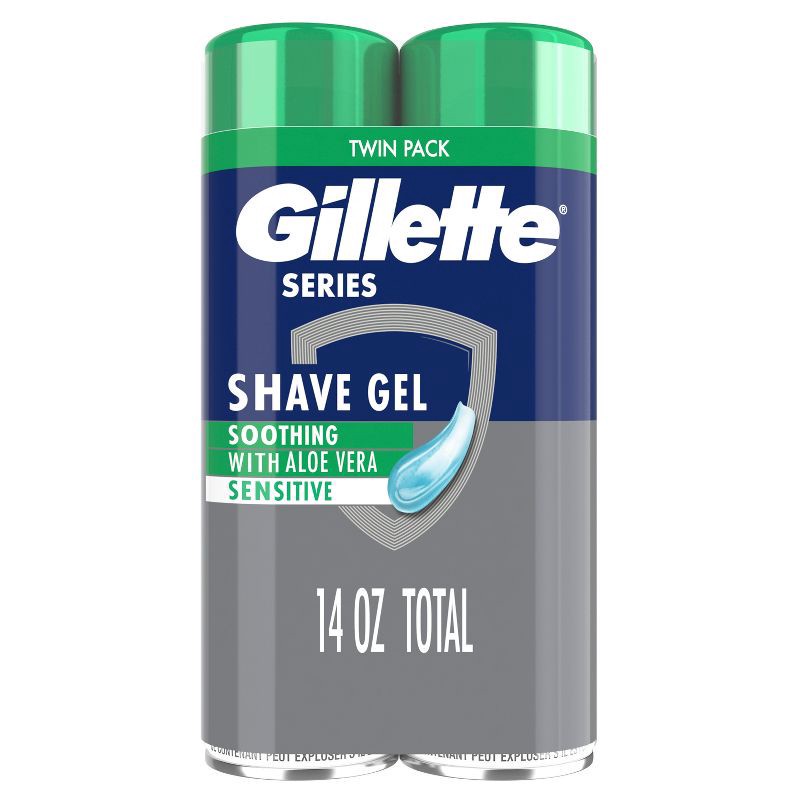 slide 1 of 10, Gillette Series Sensitive Soothing with Aloe Vera Men's Shave Gel - 7oz/2pk, 2 ct; 7 oz