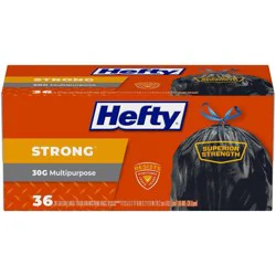 Hefty Strong Multipurpose Large Drawstring Trash Bags - 30gal/36ct