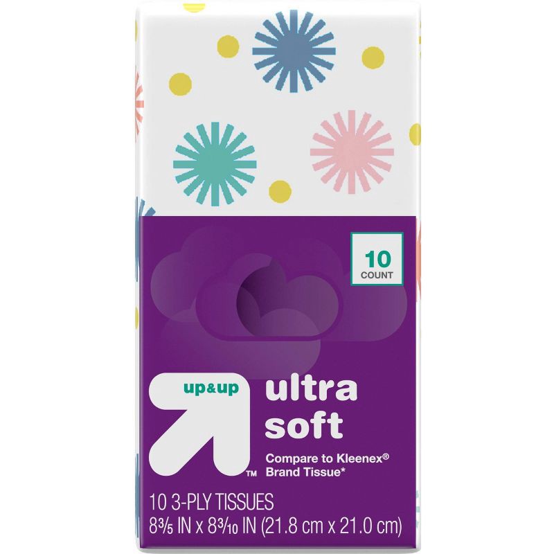slide 3 of 10, Facial Tissue Pocket Packs - 4pk/10ct - up&up™, 40 ct