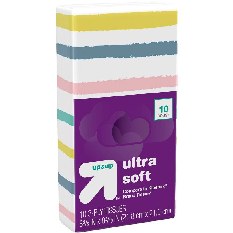 slide 7 of 10, Facial Tissue Pocket Packs - 4pk/10ct - up&up™, 40 ct