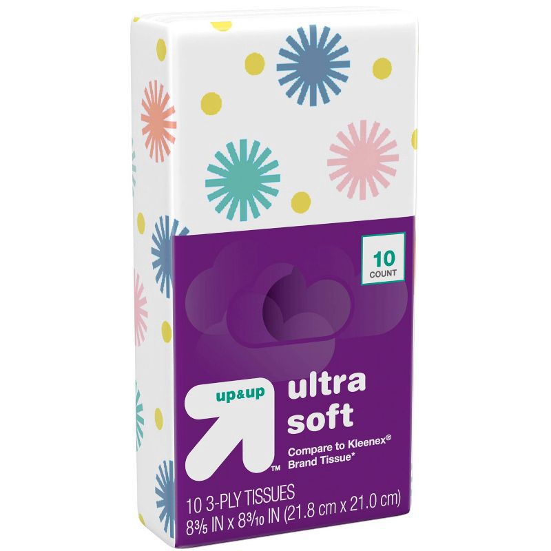 slide 10 of 10, Facial Tissue Pocket Packs - 4pk/10ct - up&up™, 40 ct