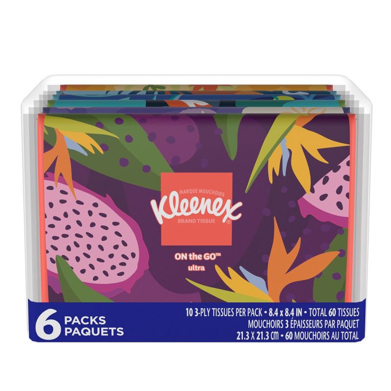 slide 2 of 7, Kleenex On-the-Go 3-Ply Facial Tissue - 6pk/10ct, 6 ct, 10 ct