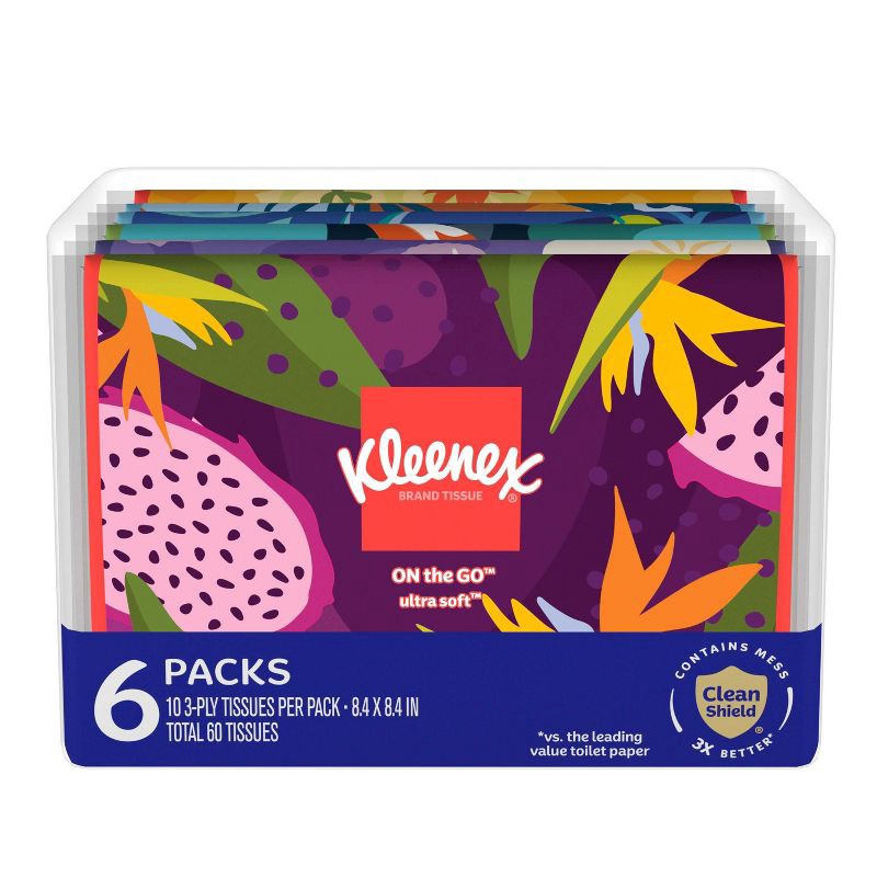 slide 2 of 7, Kleenex On-the-Go 3-Ply Facial Tissue - 6pk/10ct, 6 ct, 10 ct