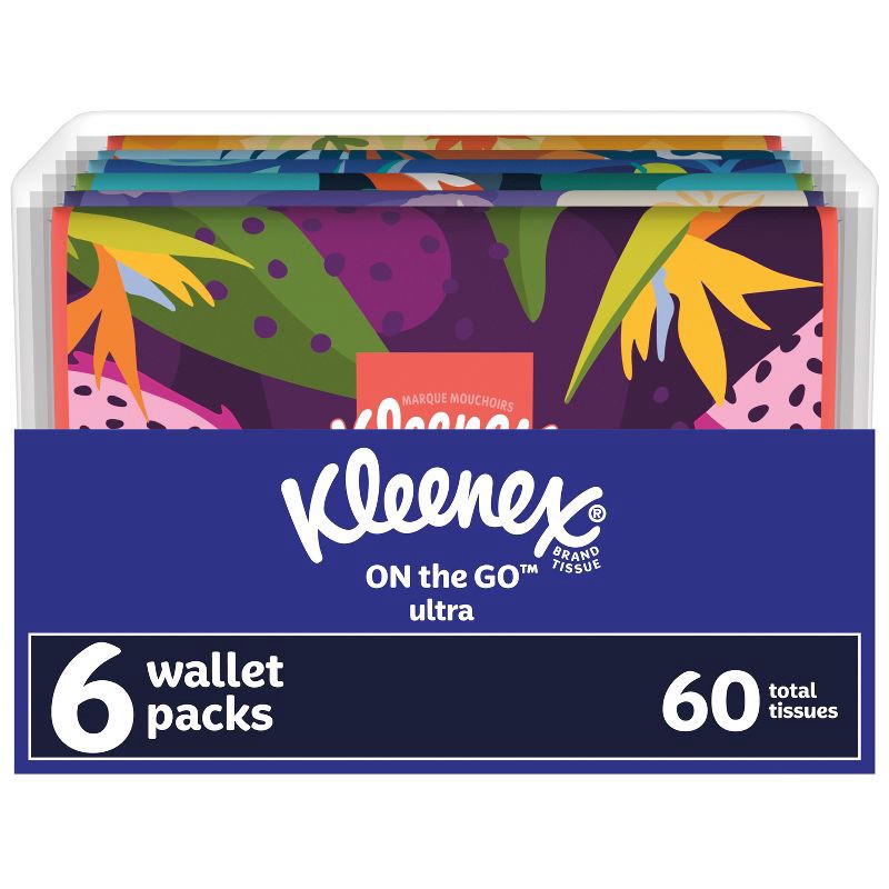 slide 1 of 7, Kleenex On-the-Go 3-Ply Facial Tissue - 6pk/10ct, 6 ct, 10 ct